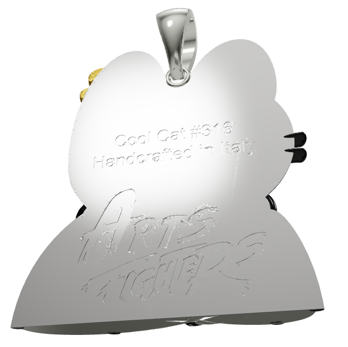 Pendant (3D front / rear flat) Sterling silver 925 feat. Cool Cat #316 (50mm/2in x 101g)