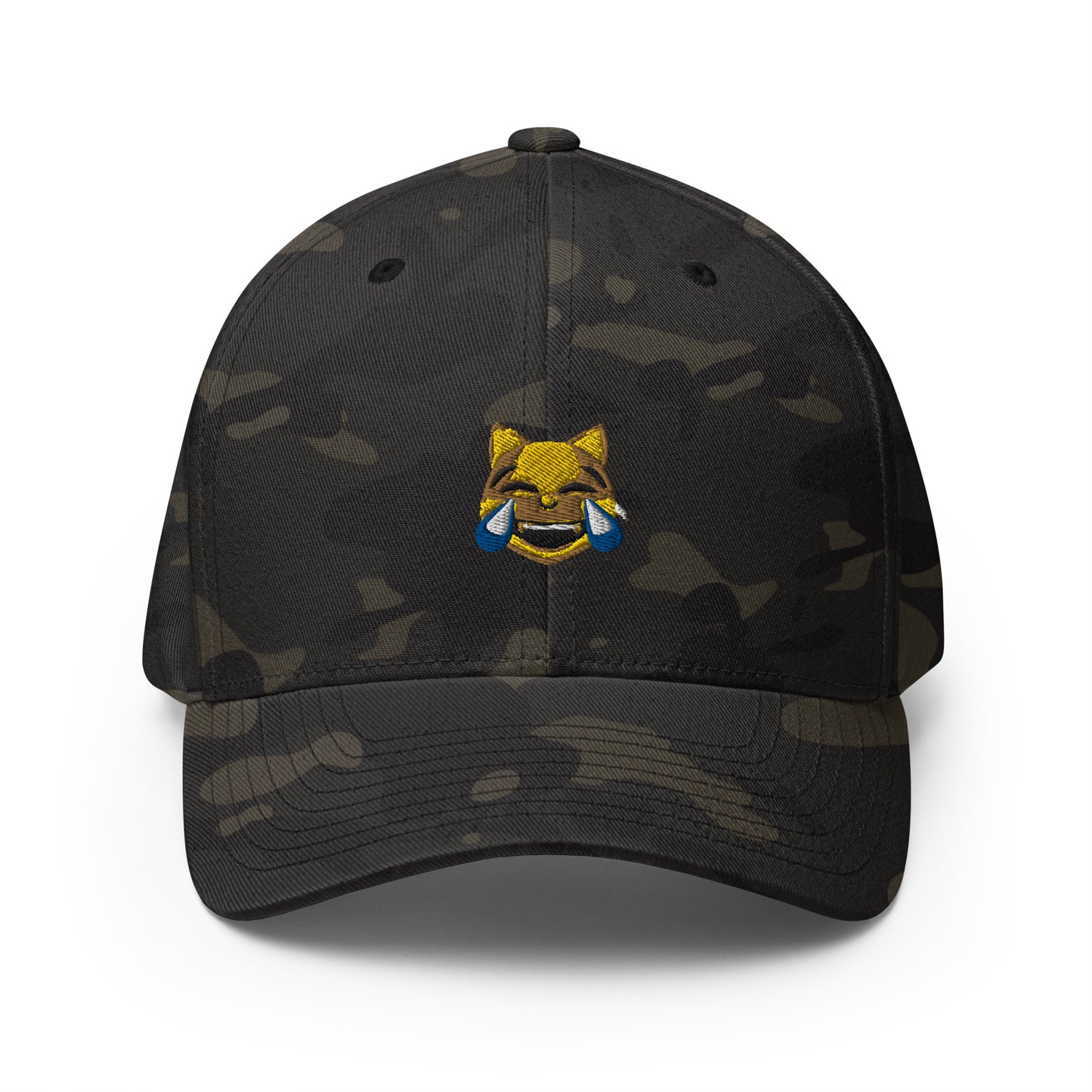 Structured Twill Cap feat. emoji cat with tears of joy (embroidered)