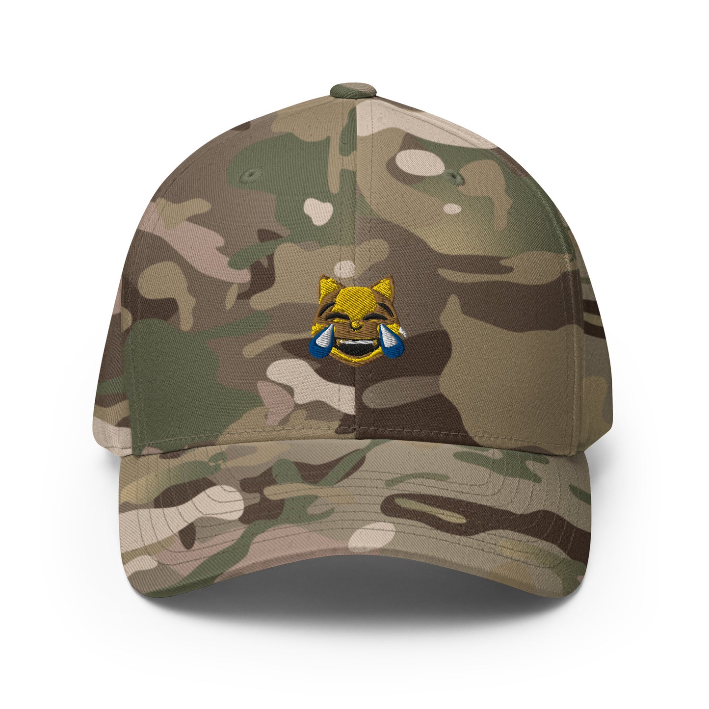 Structured Twill Cap feat. emoji cat with tears of joy (embroidered)