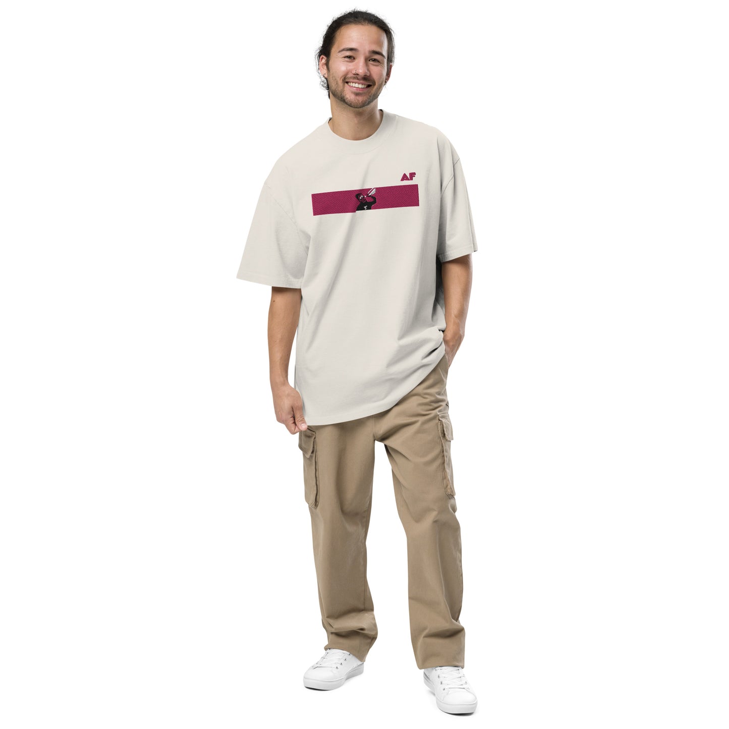 Oversized faded t-shirt feat. rektguy #889 (extra large embroidery)