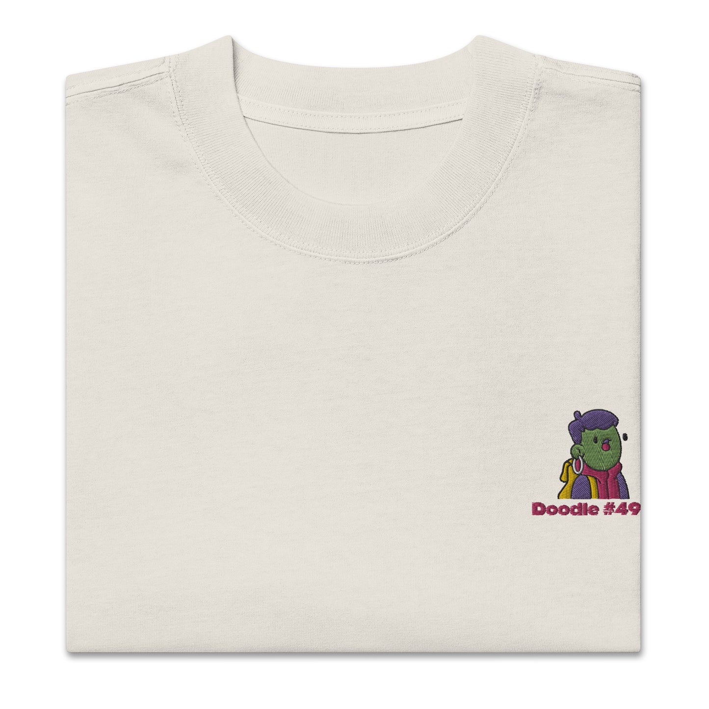 Oversized faded t-shirt feat.  Doodle #4954 (embroidered)