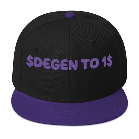Snapback Hat $DEGEN to 1$ (embroidered)