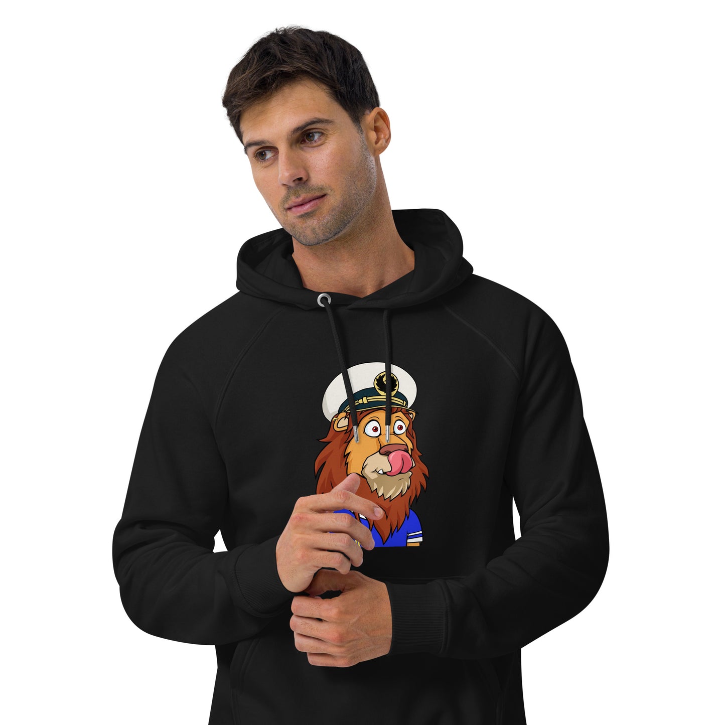 Unisex eco raglan hoodie feat Lazy Lion #3317