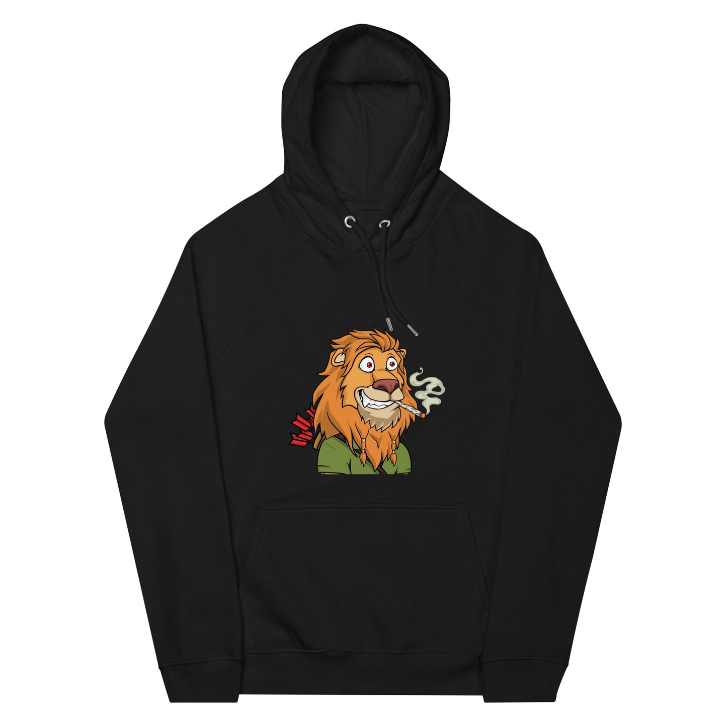 Unisex eco raglan hoodie feat Lazy Lion #7427