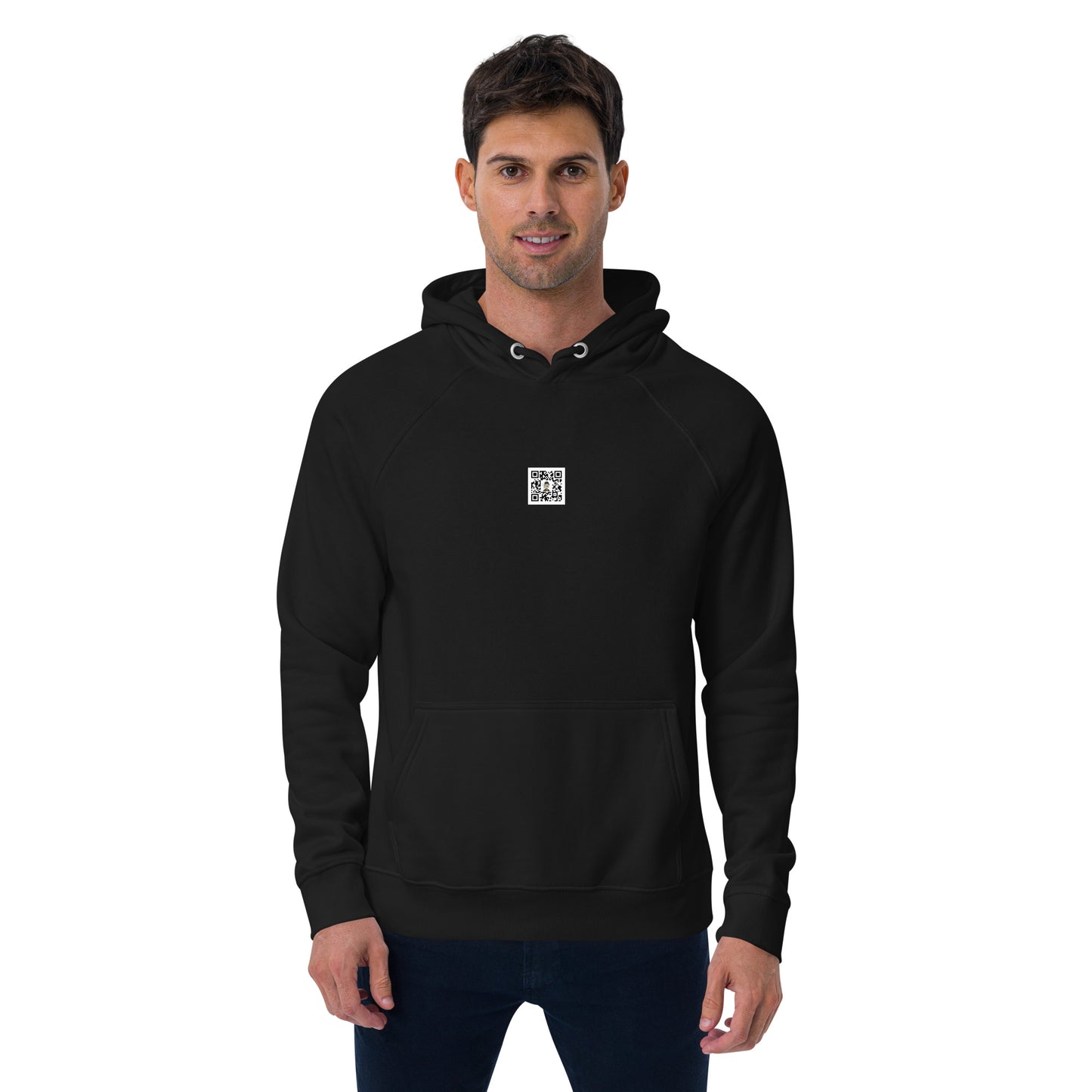 Unisex eco raglan hoodie feat. TOON #3078 (front logo-QRcode / Rear Print)