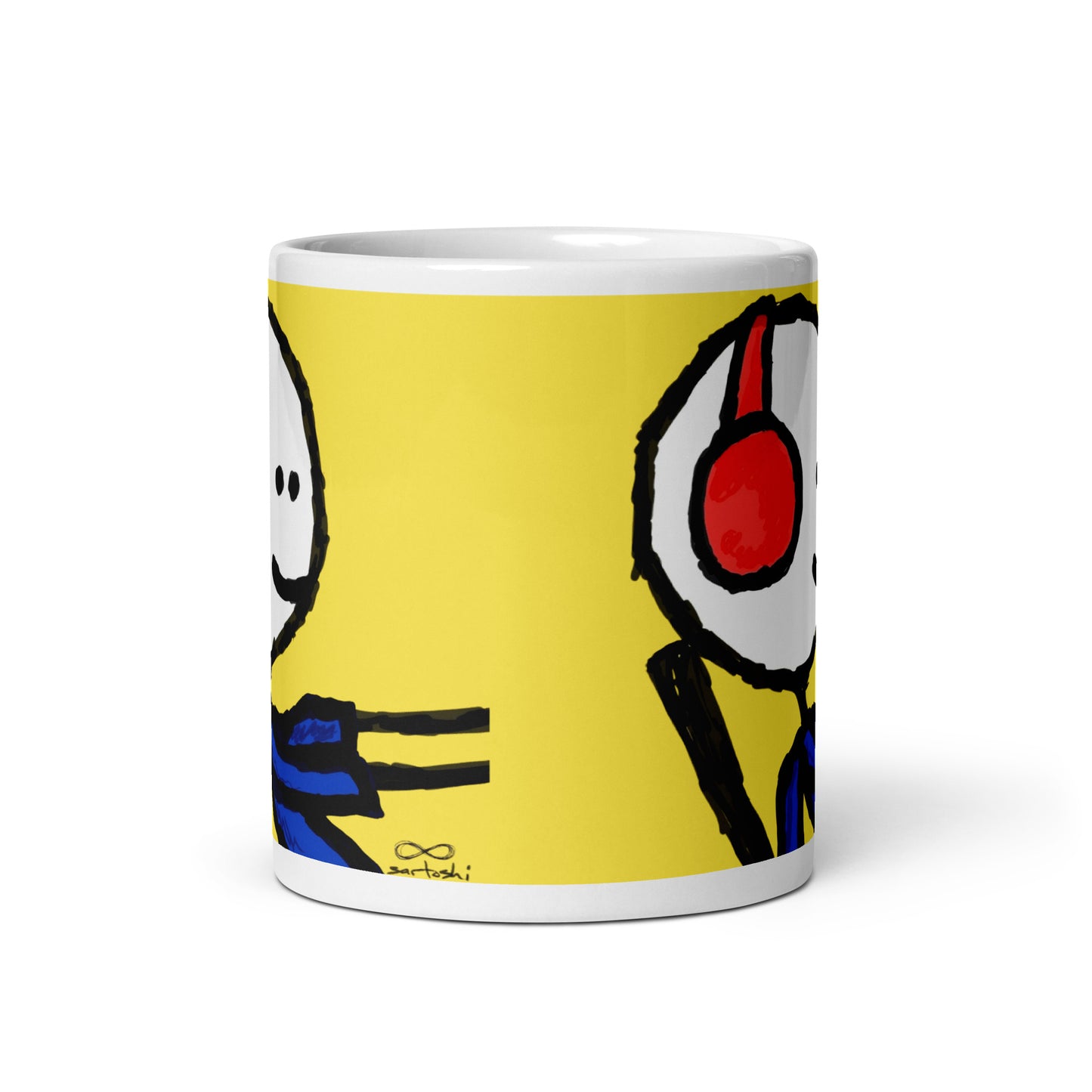 White glossy mug feat. mfer #10328 x articulate - Farcaster