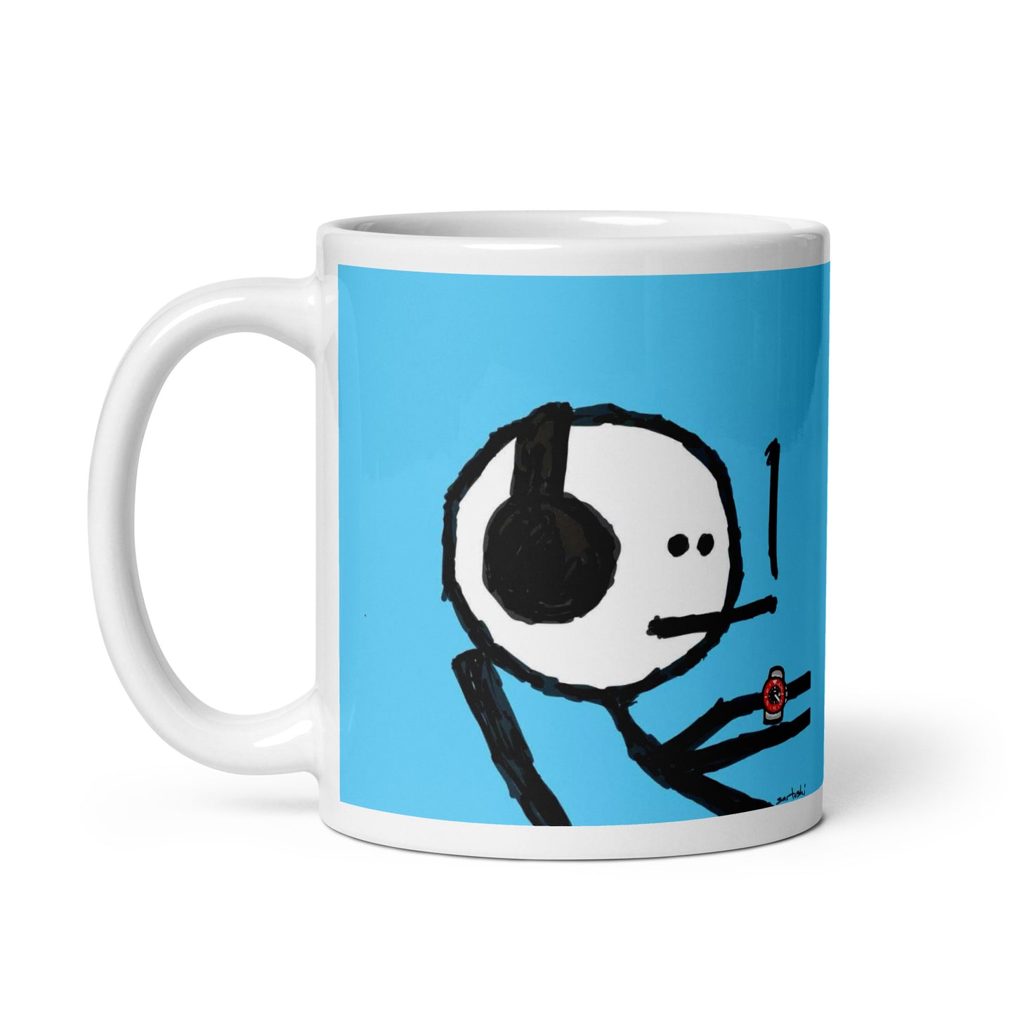 White glossy mug feat. mfer #2390 by eitzi.eth