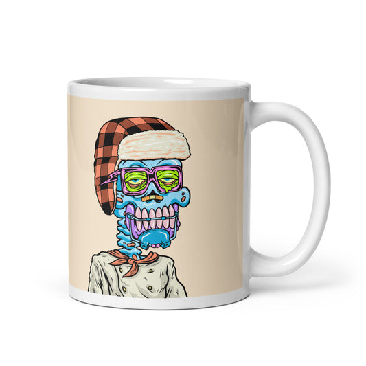 White glossy mug feat Toxic Skulls Club #418