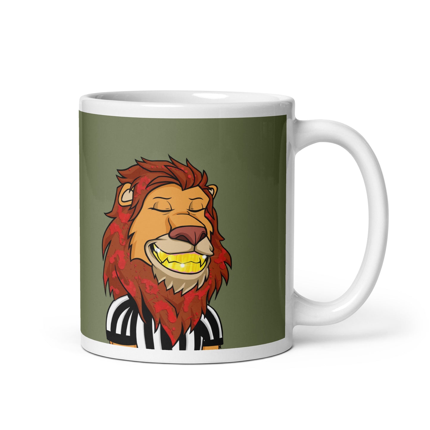 White glossy mug feat Lazy Lion #1840