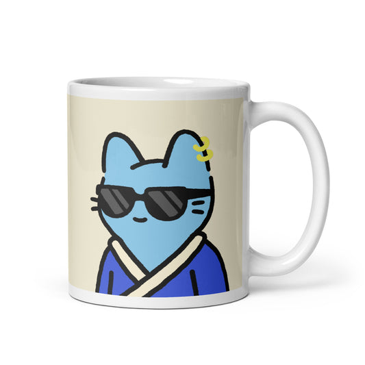 White glossy mug feat. Cool Cat #316