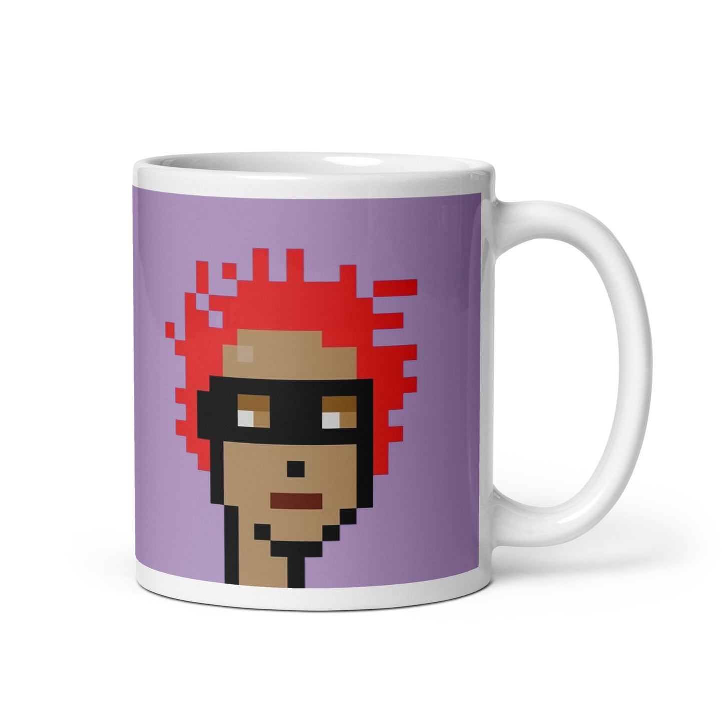 White glossy mug feat. V1 PUNK #4779 x decolife - Farcaster