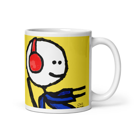 White glossy mug feat. mfer #10328 x articulate - Farcaster