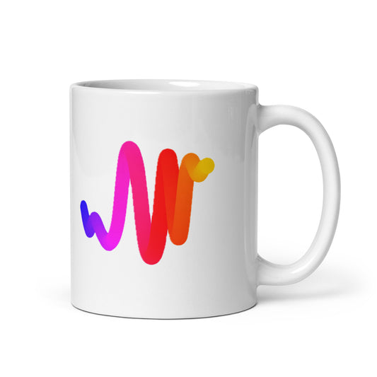 White glossy mug feat. Chromie Squiggle x inception - Farcasterally