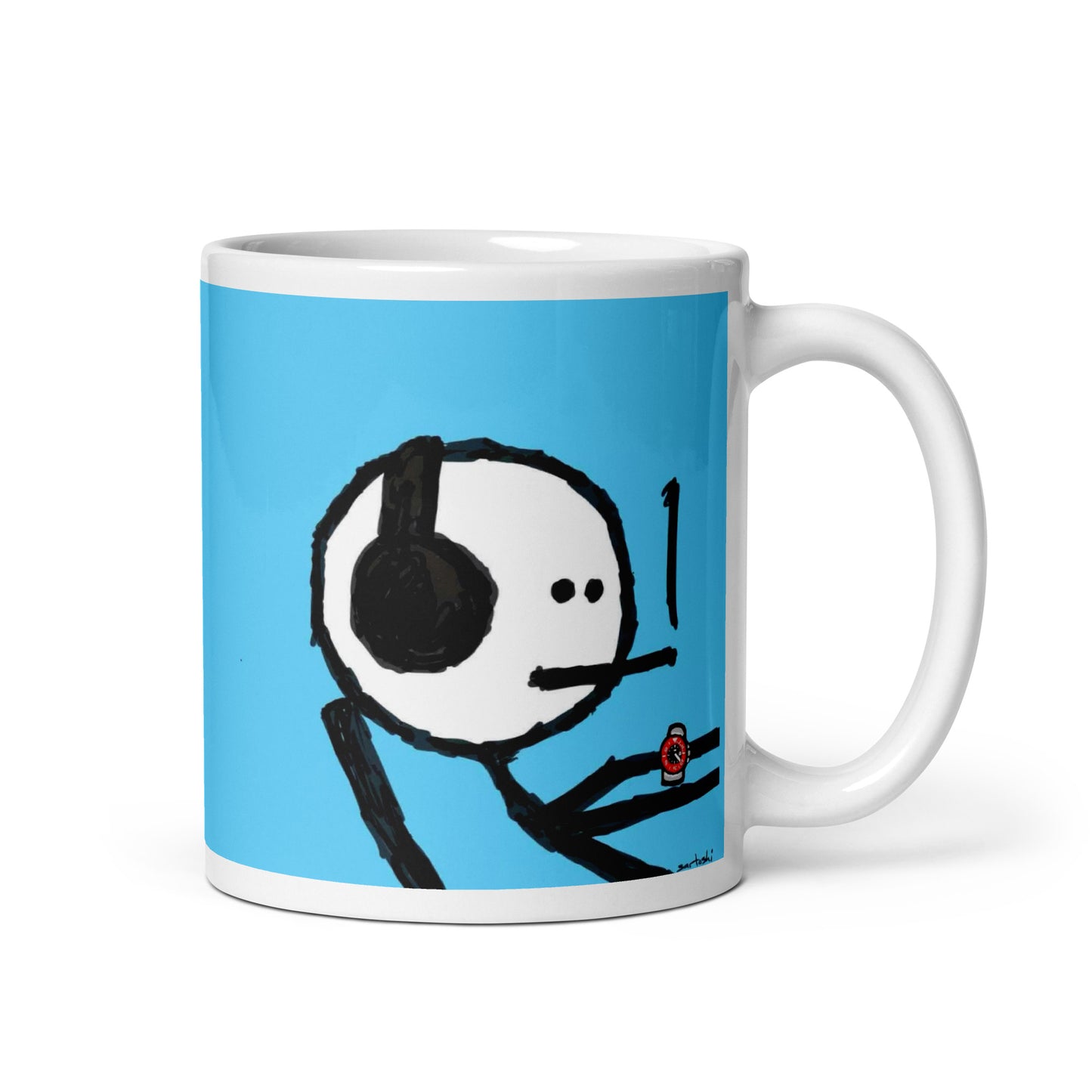 White glossy mug feat. mfer #2390 by eitzi.eth