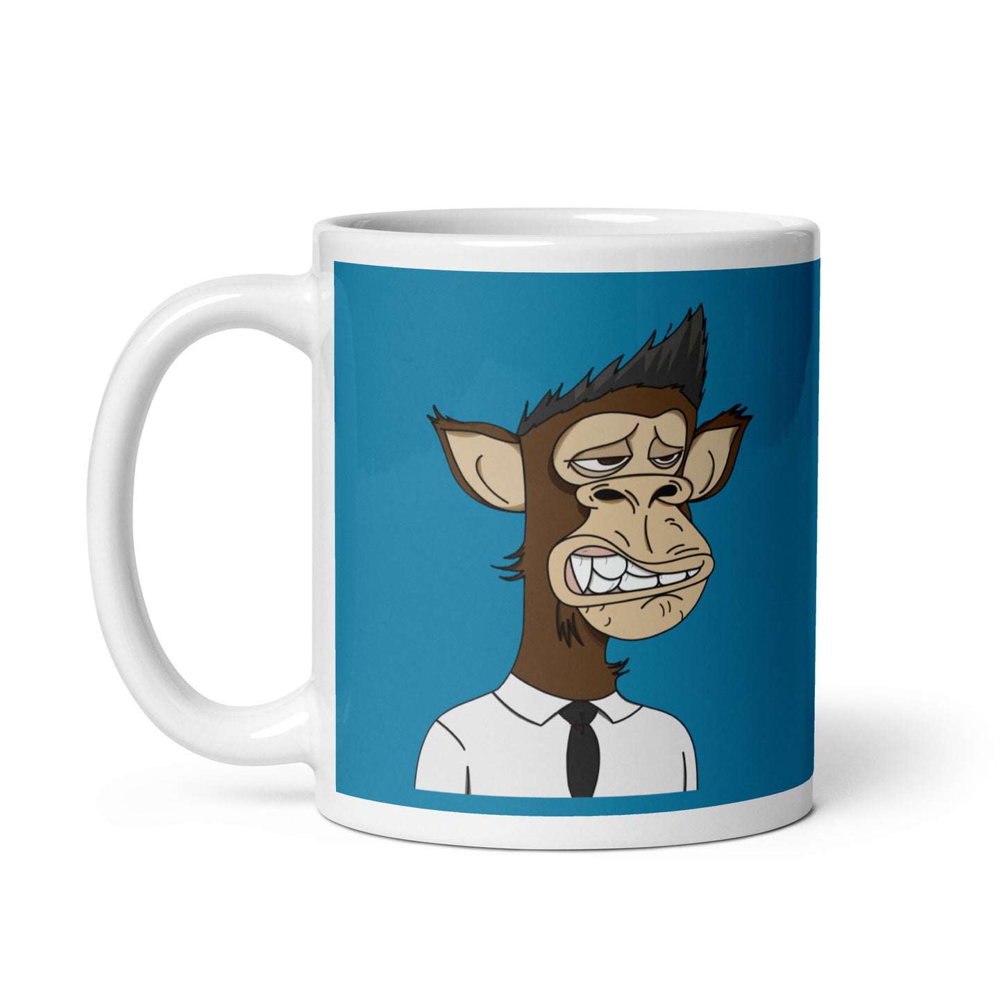 White glossy mug Polygon Ape #8130 TOKEN GATED