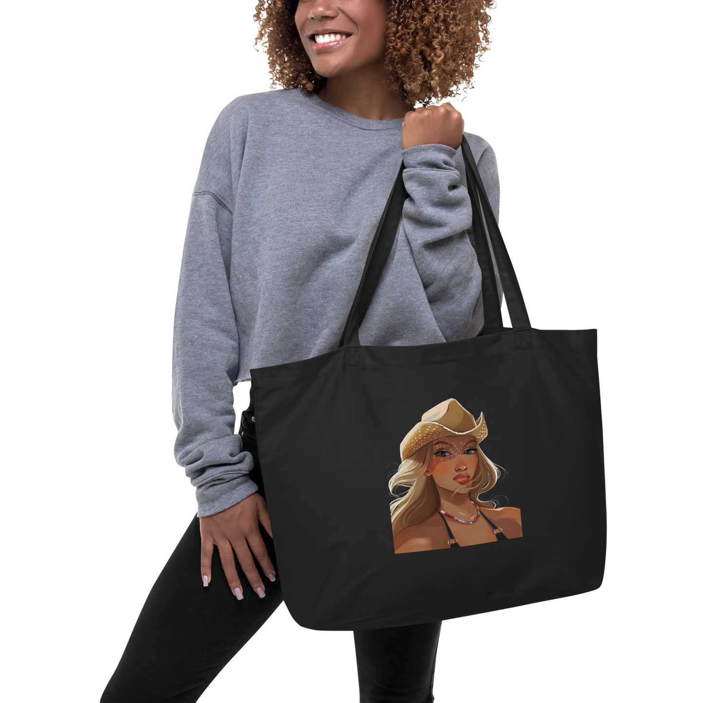 Cowgirl by Ginnijoie - Large organic tote bag