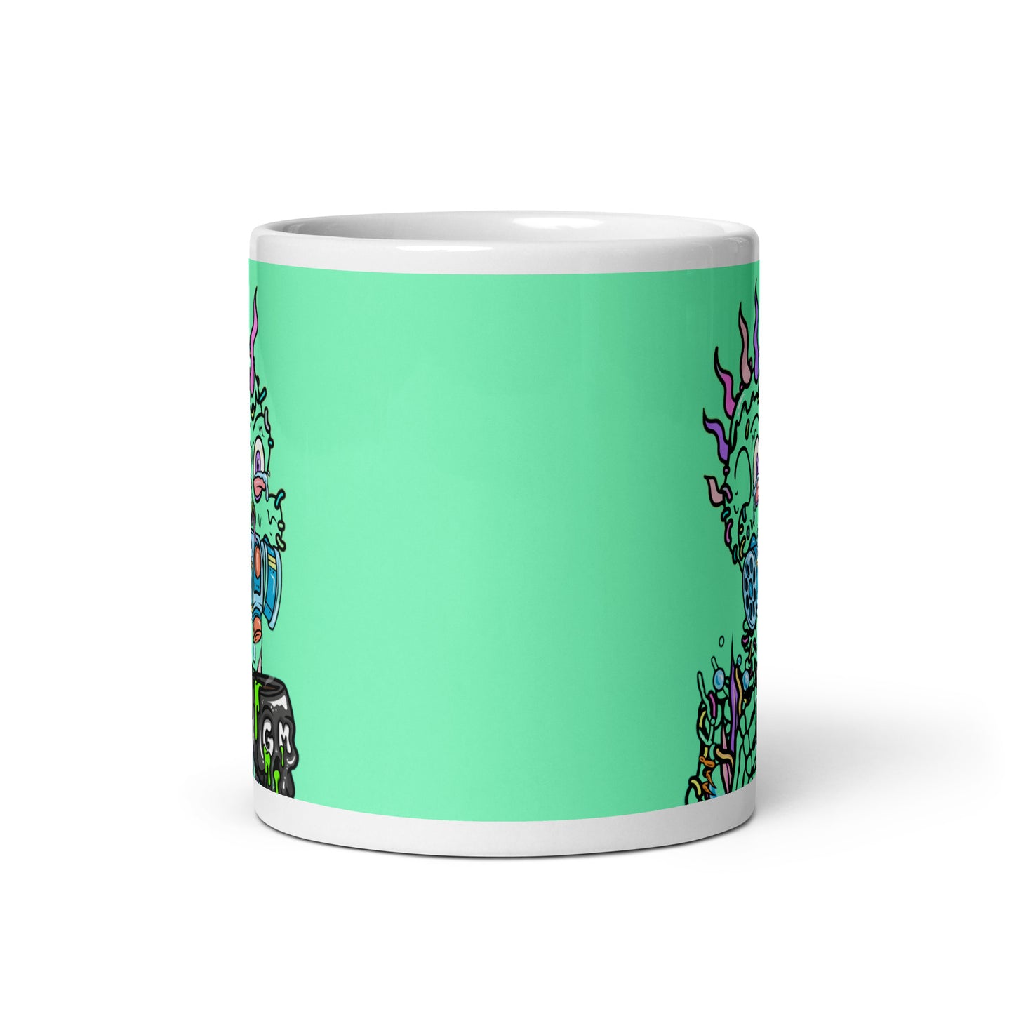 White glossy mug feat Toxic Skulls Club #7803 GM