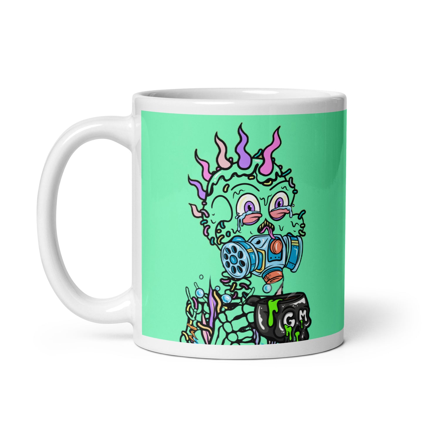 White glossy mug feat Toxic Skulls Club #7803 GM