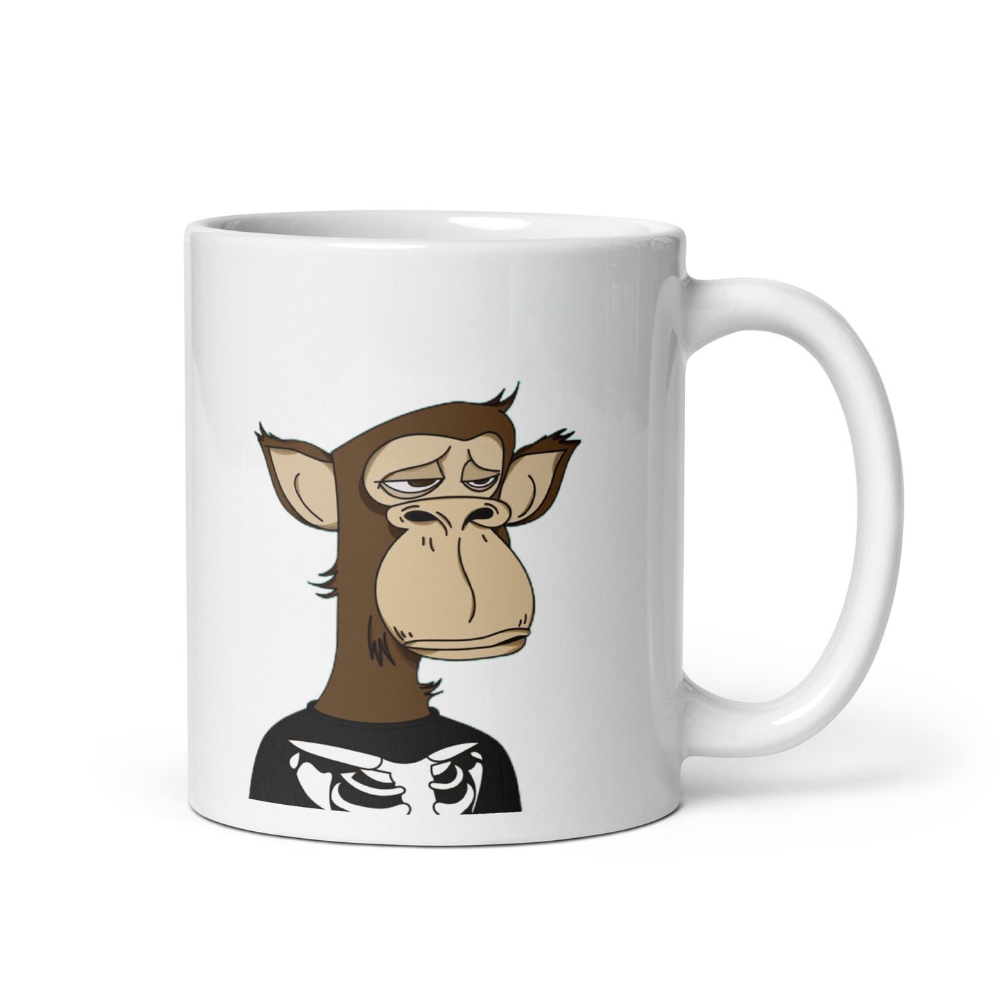 White glossy mug feat Polygon Ape YC #6437